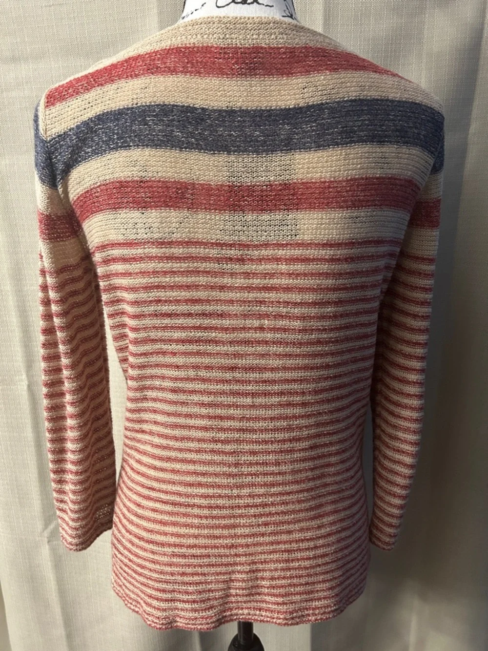 Ralph Lauren vintage Red Blue Tan USA Womens Linen Blend Knit Top - Picture 3 of 6